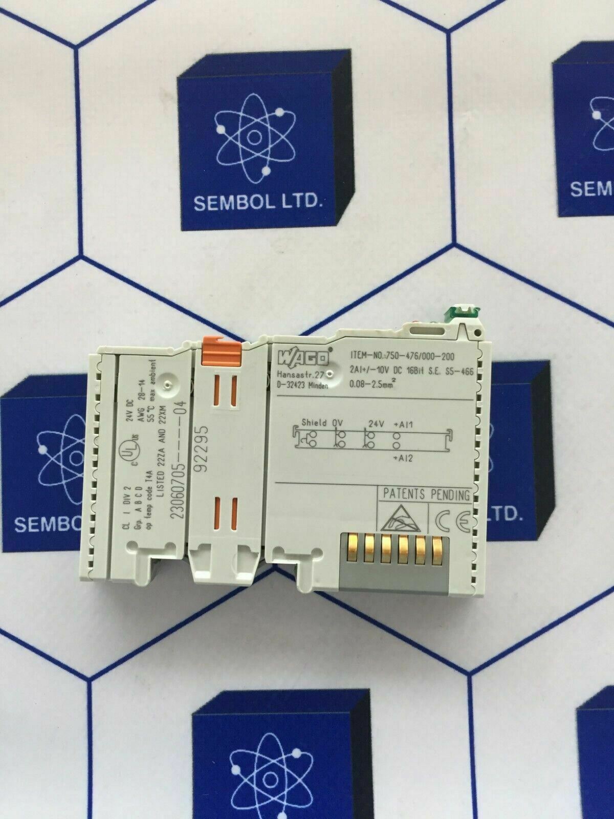 WAGO, 750-476/000-200, 2-channel analog input Lot Of 4 Pieces