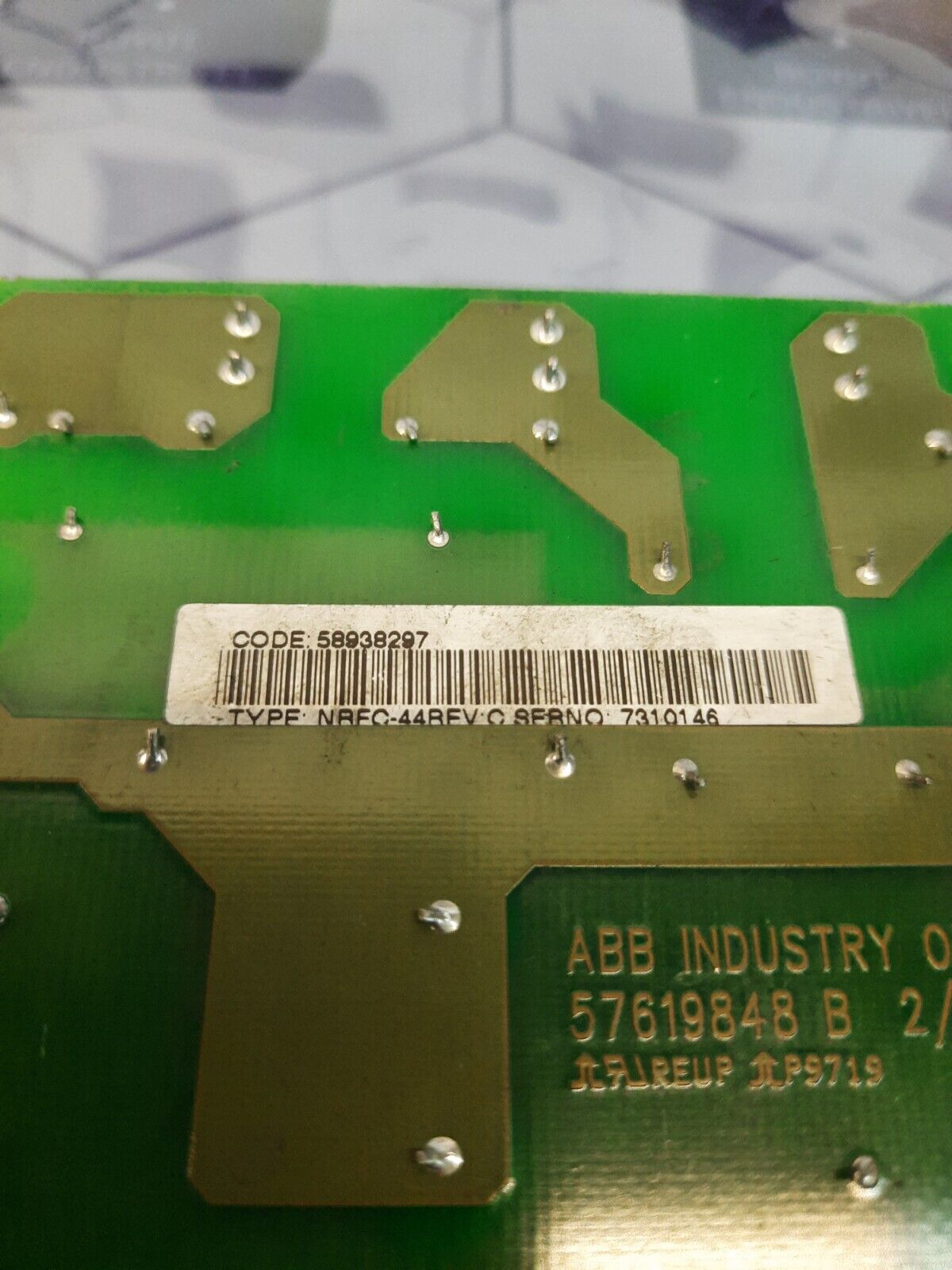 ABB NRFC-44 REV.C CODE: 58938297 57619848 B CONTROL BOARD