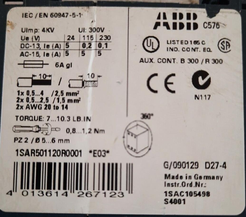 ABB C576 1SAR501120R0001 SAFETY RELAY
