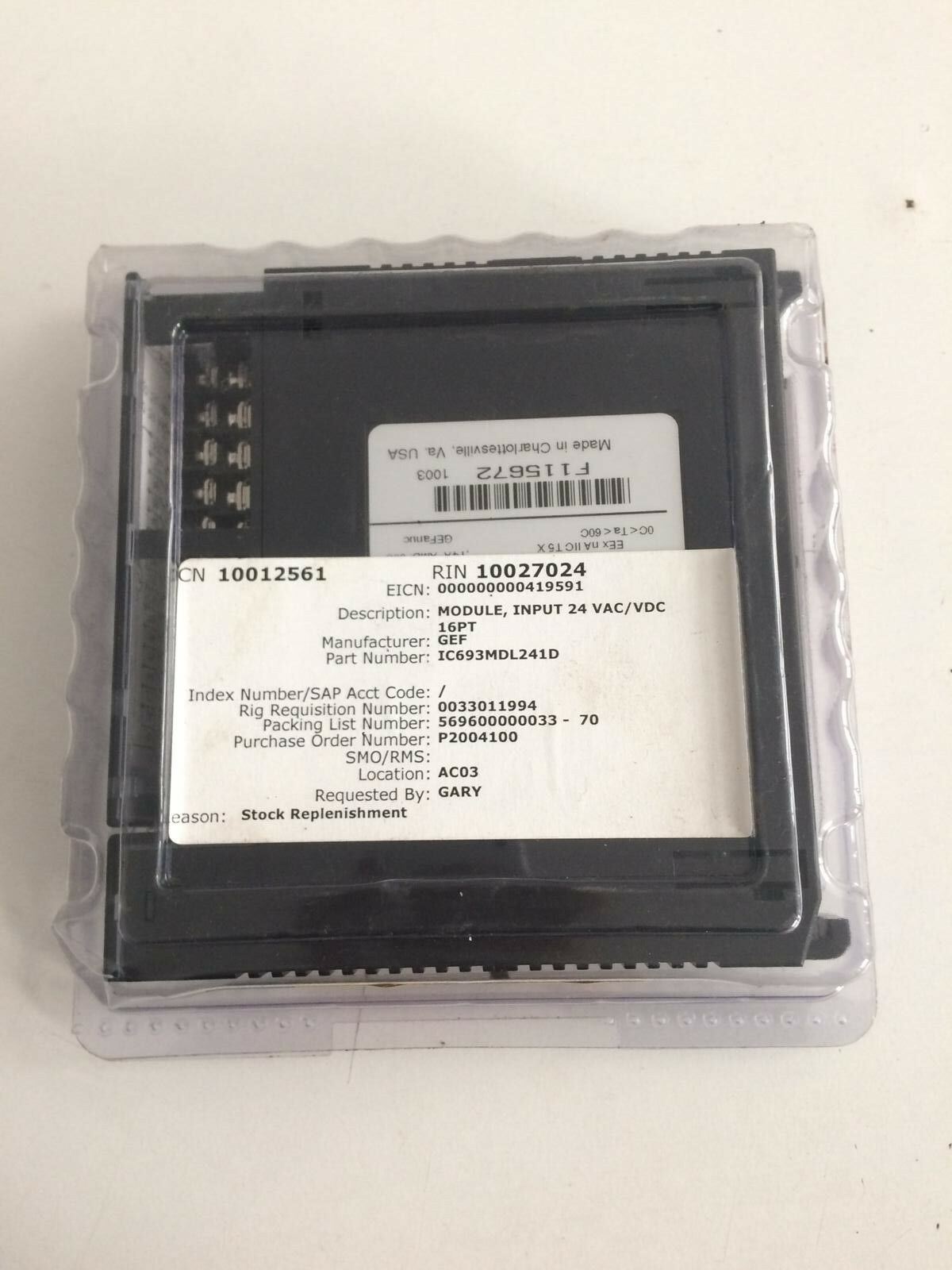 GE Fanuc Input Module IC693MDL241F IC693 MDL241D