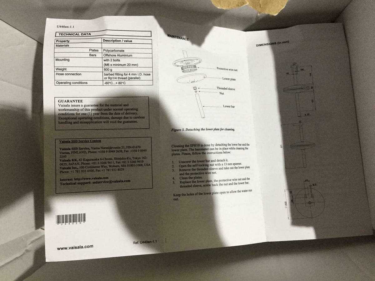 Vaisala SPH10 Static Pressure Head