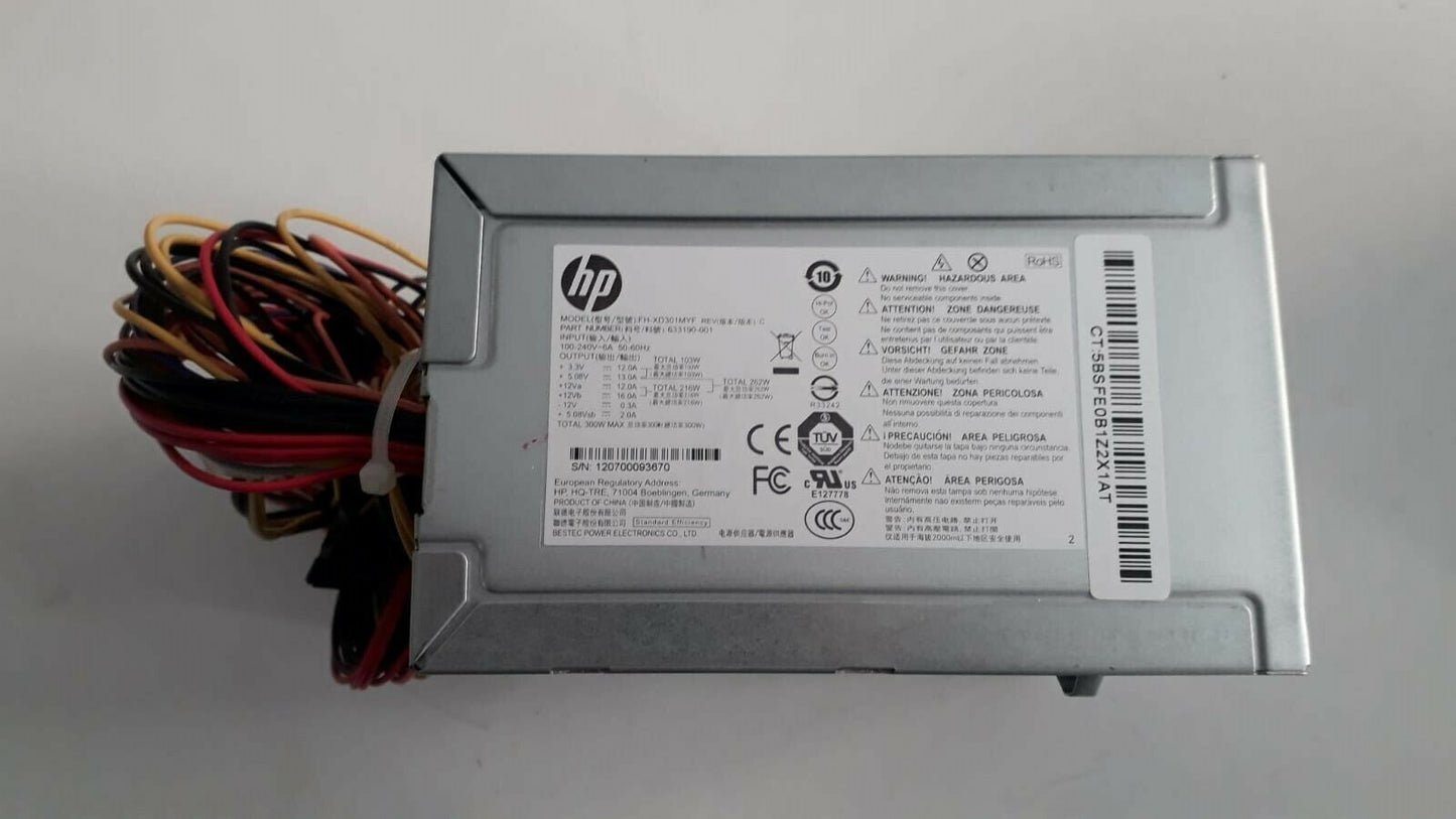 HP Model:FH-XD301MYF P/N:633190-001 300W REV C Power Supply