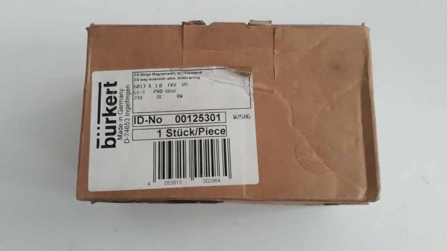 BURKERT 00125301 W24MG 6013 A 3.0 FKM M5 G1/4 PNO-6bar 24v DC 8w Selenoid Valve