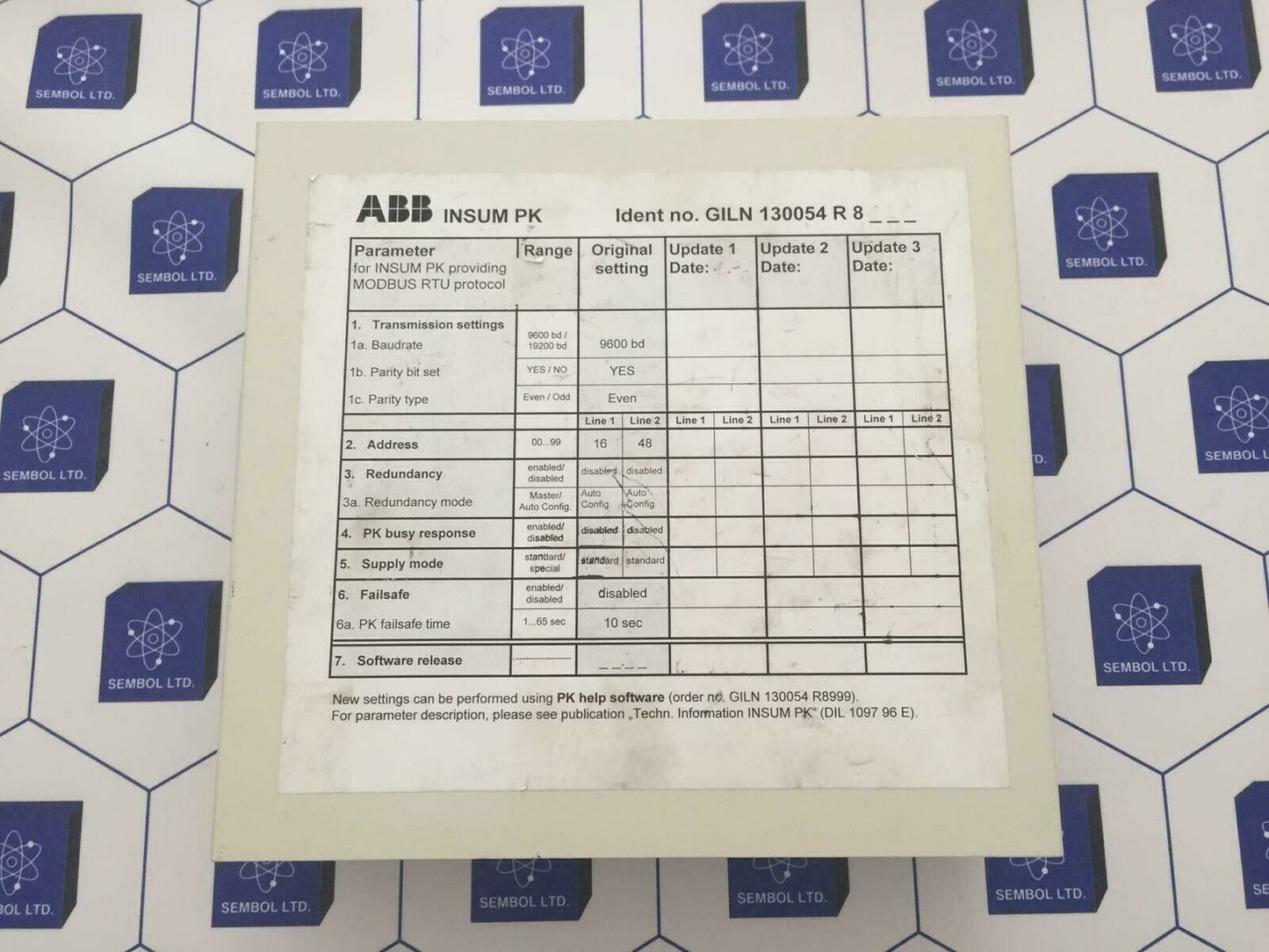 ABB Insum PK GILN 130054R8823 Control System