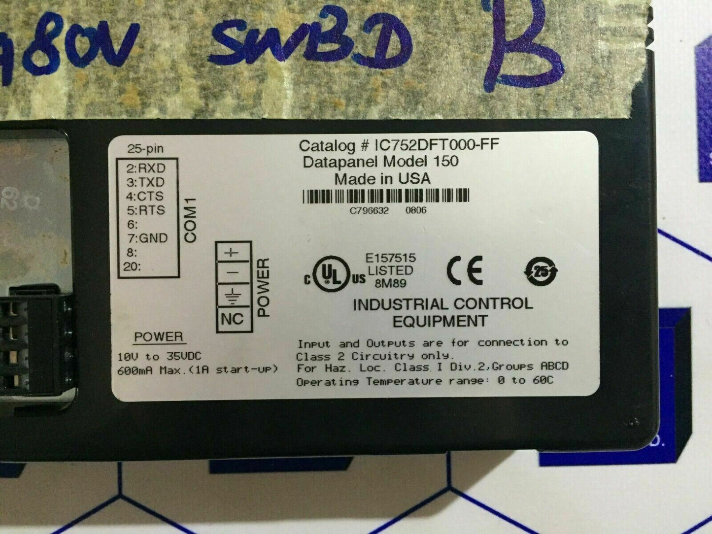 GE FANUC DATAPANEL 150 IC752DFT000-FF