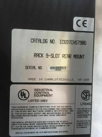 Ge FANUC IC697CHS790G 9-slot Rear Mount Rack