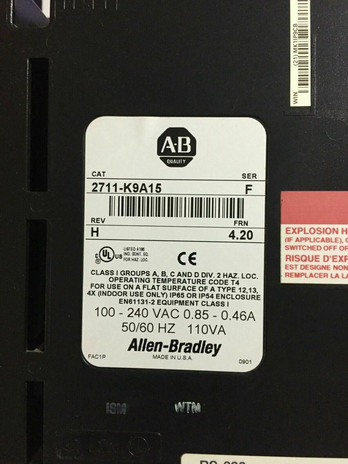 Allen Bradley Panel View900  2711-K9A15
