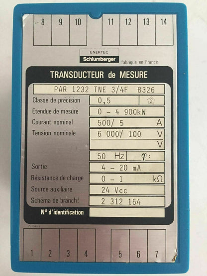 SCHLUMBERGER PAR 1232 TNE 3/4F 8326 PAR1232TNE3/4F8326