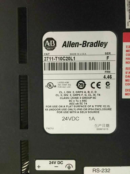 Allen Bradley 2711-T10C20L1 Panelview Ser F / FRN 4.46