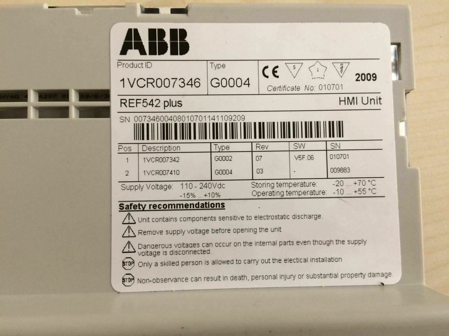ABB AUTOMATION Machine Terminal REF542 PLUS 1VCR007346 G004