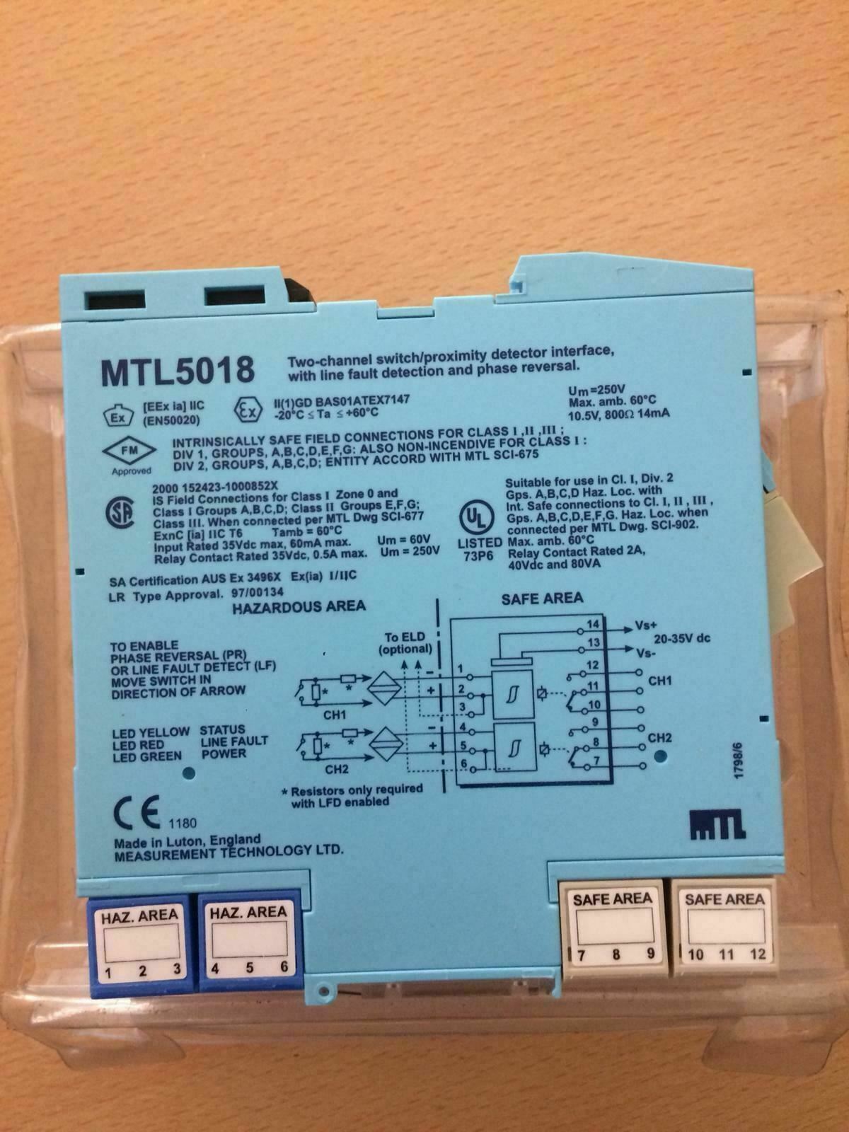 MTL 5018 2ch Switch Proximity Detector Interface Module MTL5018
