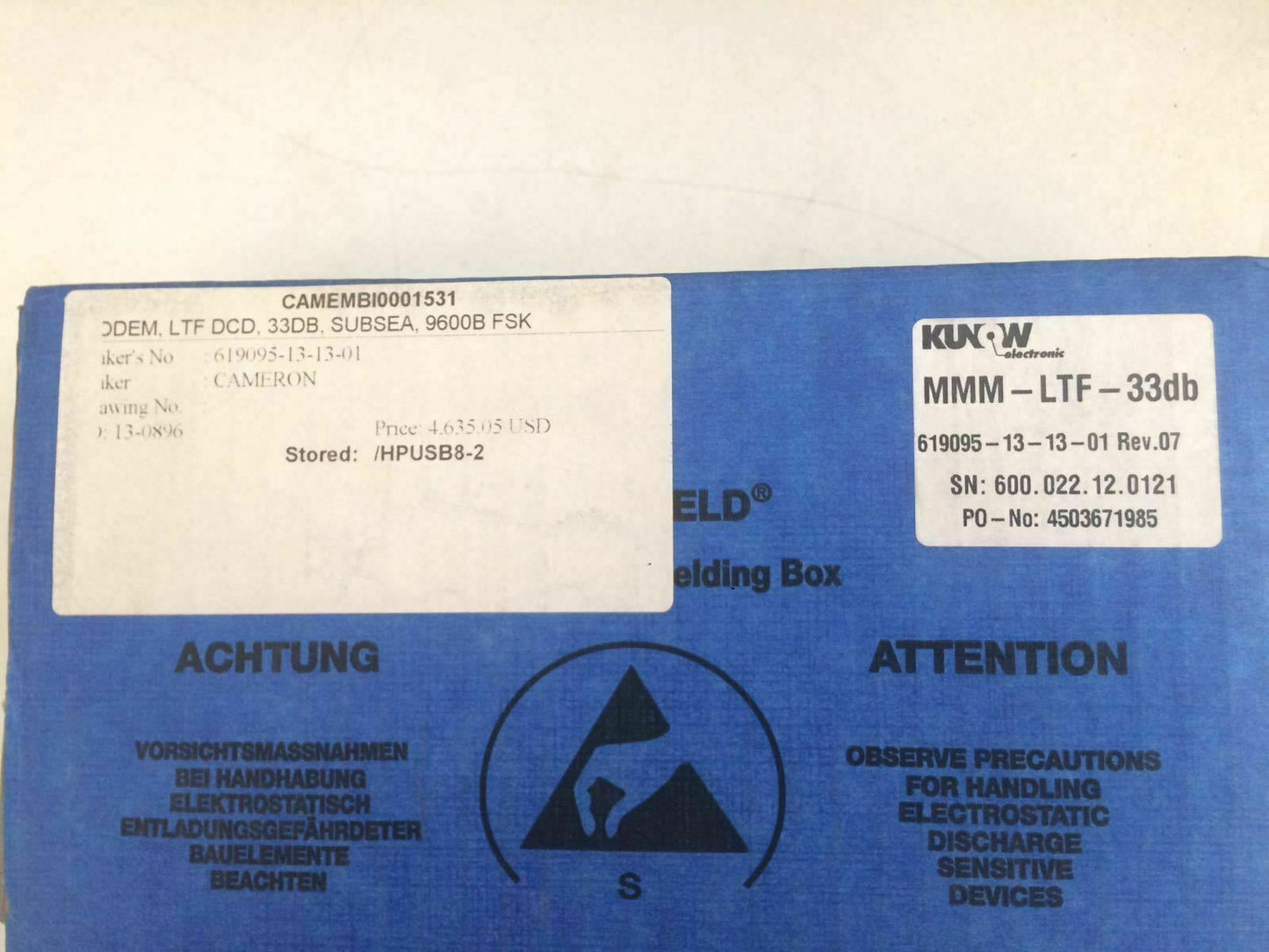 Kunow Pep Kontron 4503671985 MMM-LTF-33db LTF DCD SUBSEA 619095-13-13-01