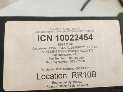 NAUTRONIX 110-218-000 CONDITIONER CARD DUAL CHANNEL DSP PWA 10022454