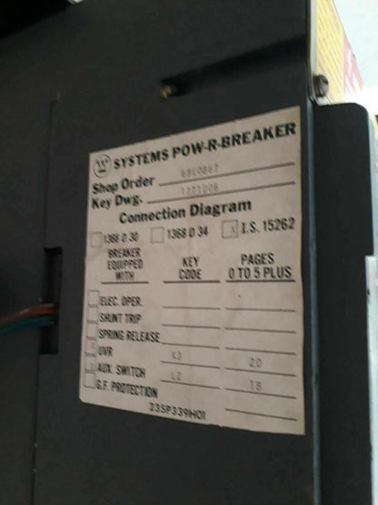 Westinghouse Spb-65 Circuit Breaker SPB65 1600 Amp (Ship by Dhl express)