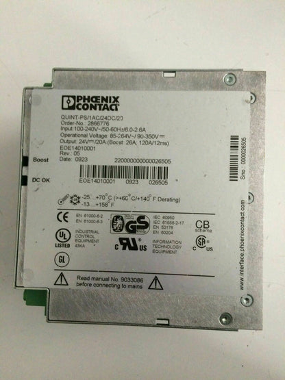 PHOENIX CONTACT-QUINT POWER-QUINT-PS1/AC24/DC20 REV:09 SN:0000244547