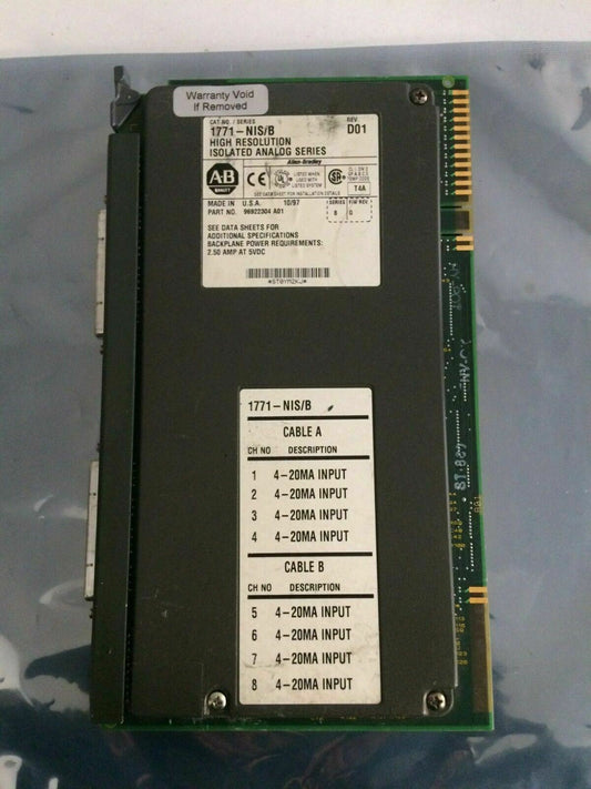 ALLEN-BRADLEY 1771-NIS/B REV D01 HIGH RESOLUTION ISOLATED ANALOG SERIES