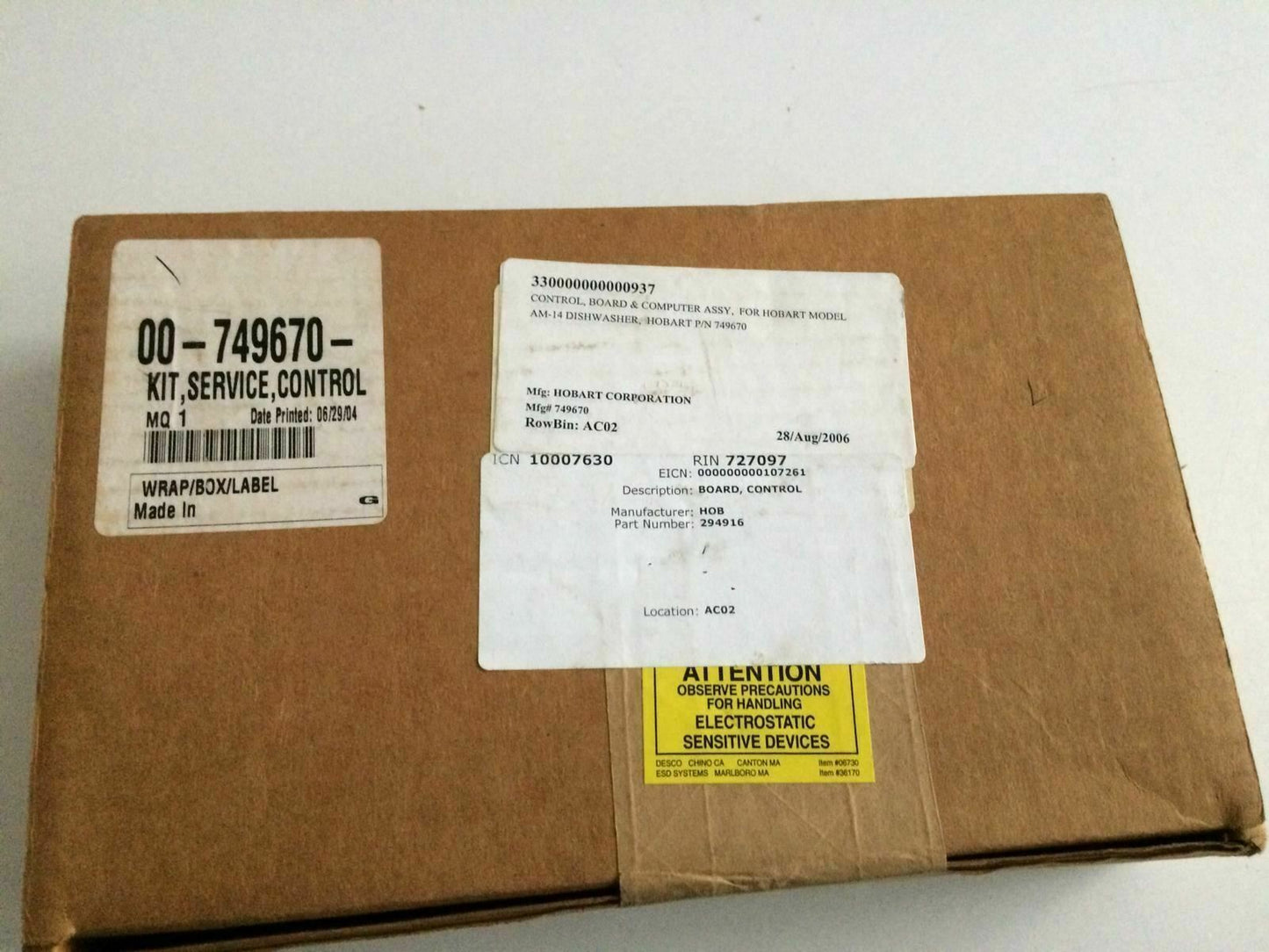 Hobart 294916 AM14 Control Board Kit 00-749670 Free Express Shipping