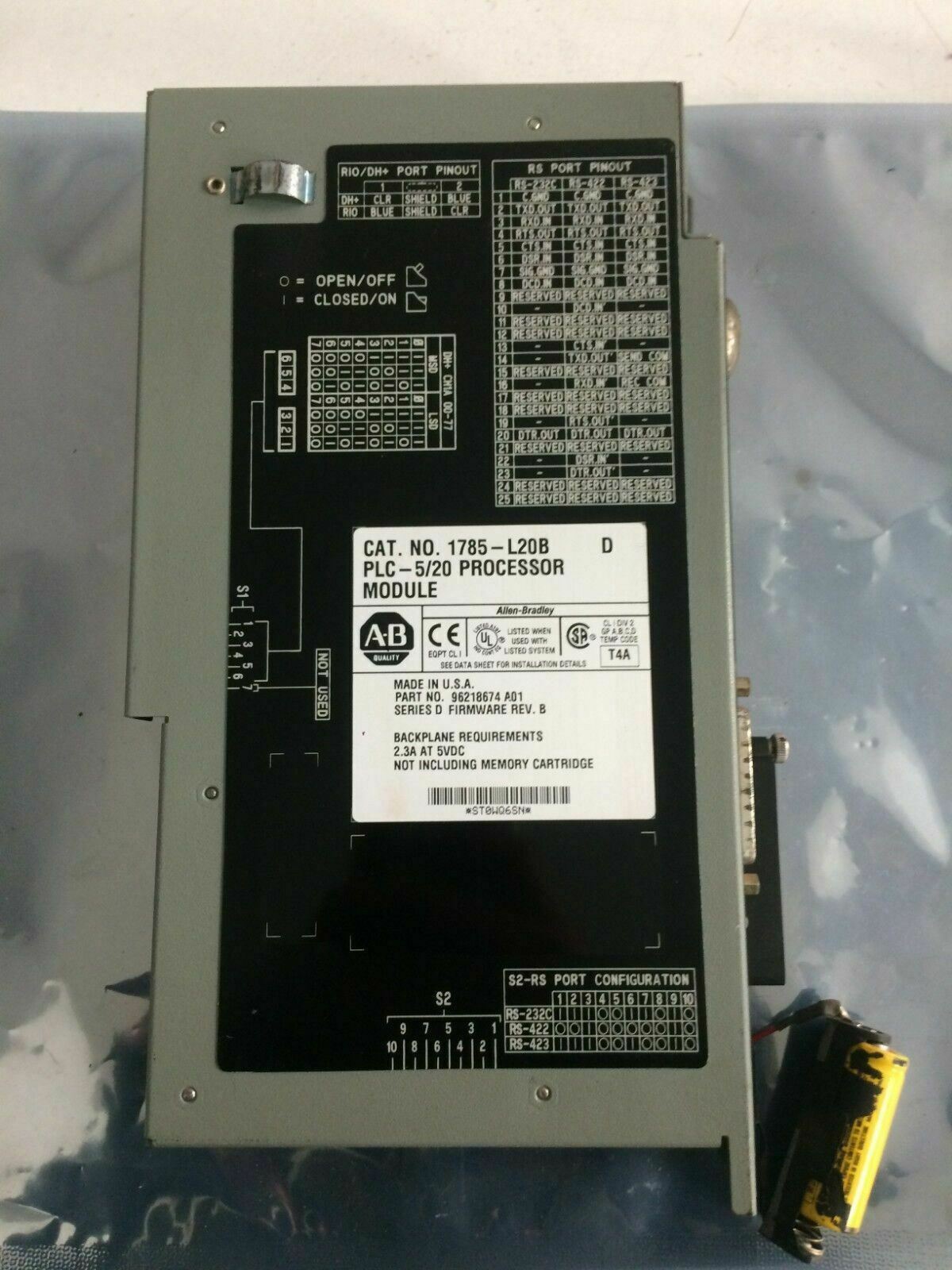 AB ALLEN-BRADLEY 1785-L20B D PLC-5/20 PROCESSOR MODULE