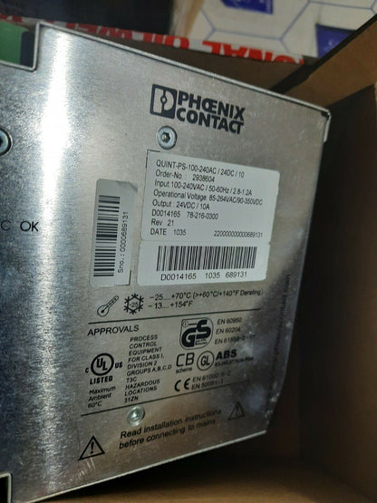 Phoenix contact 2938604 QUINT-PS-100-240AC/24DC/10