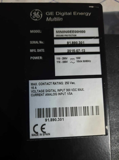 GE MULTILIN MIN II GROUND RELAY MINIINI0EE00H100 ge multi̇li̇n miniini0ee00h100