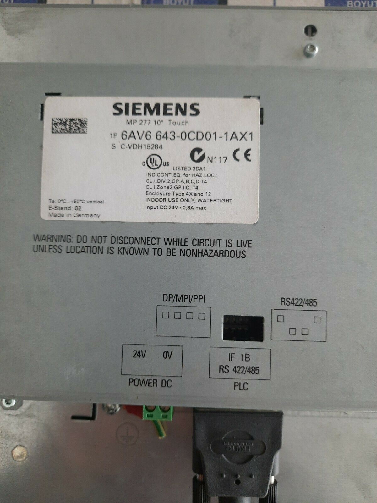 SIEMENS 6AV6643-0CD01-1AX1 Touch panel