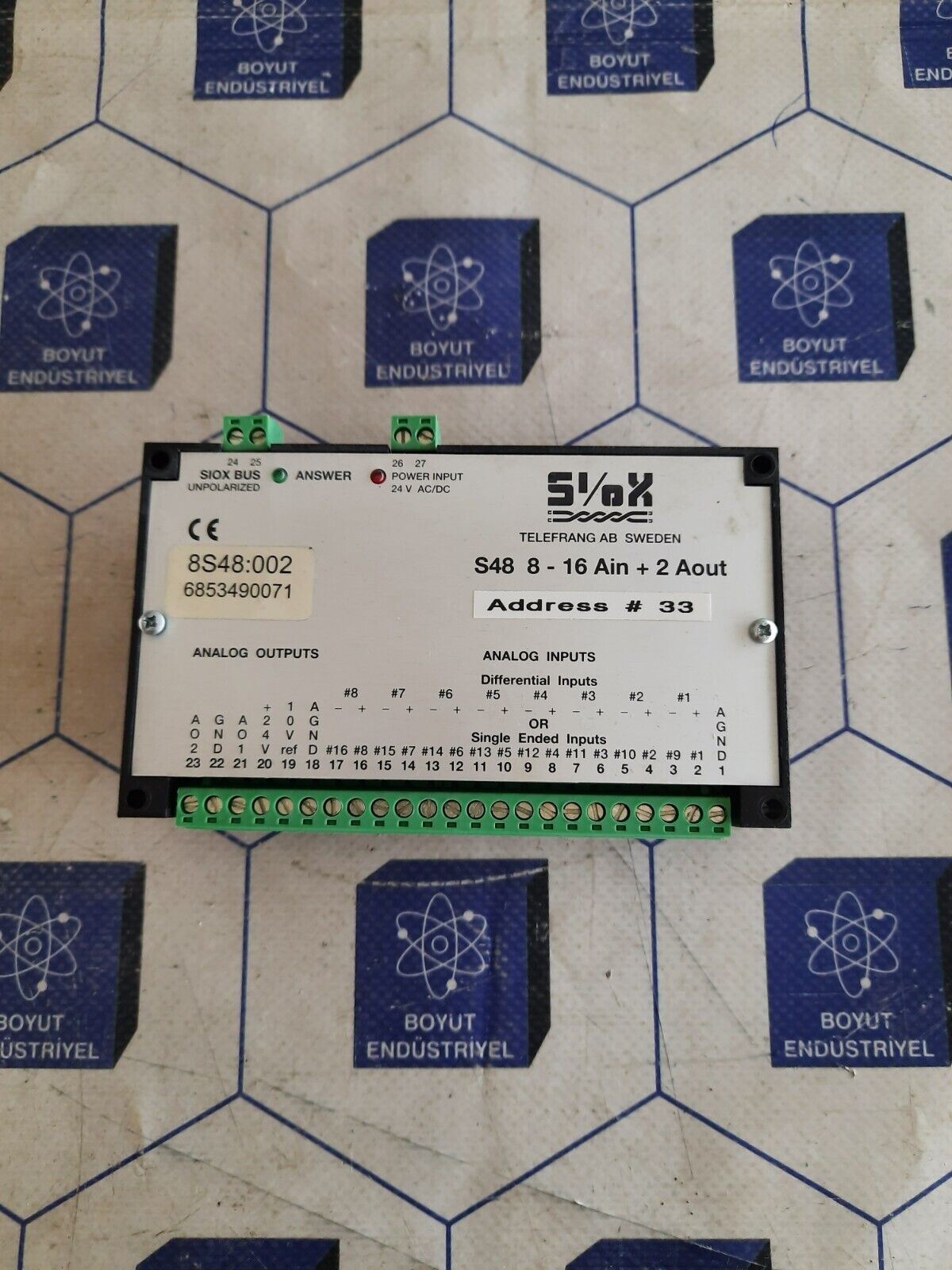 SIOX TELEFRANG S48 8-16 AIN + 2 AOUT ANALOG OUTPUT INPUT MODULE