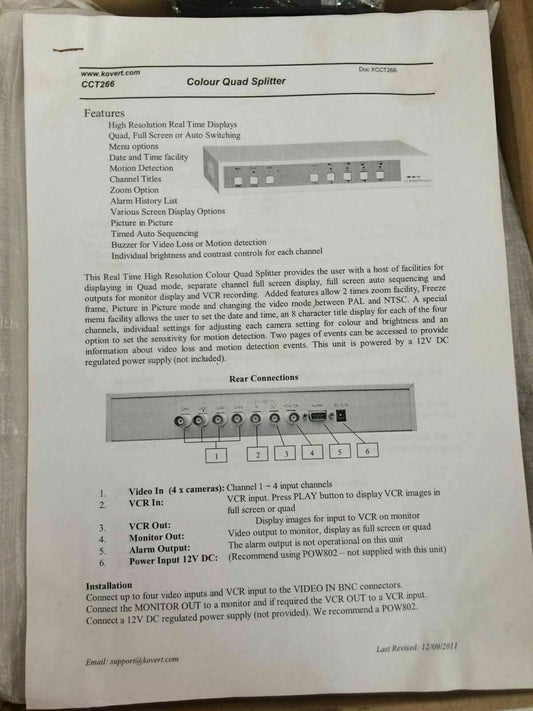 Kovert Color Quad Splitter CCT266 Digital Quad Processor