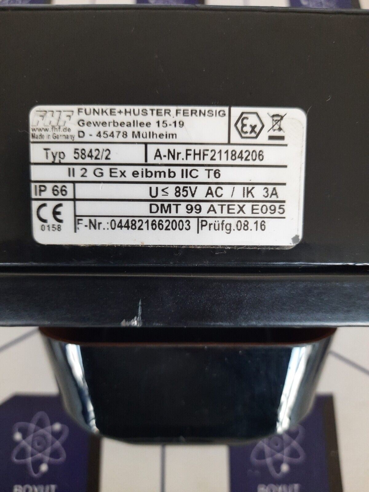 FHF FUNKE+HUSTER 5842/2 FHF21184206 DMT 99 ATEX E095 II 2 G Ex eibmb IIC T6