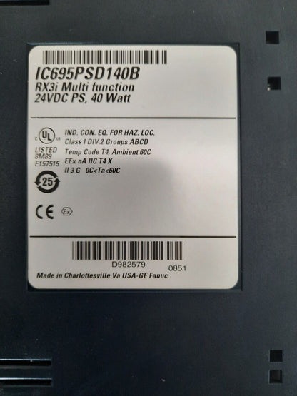 GE FANUC IC695PSD140B RX3I MULTI FUNCTION 24VDC PS, 40 WATT