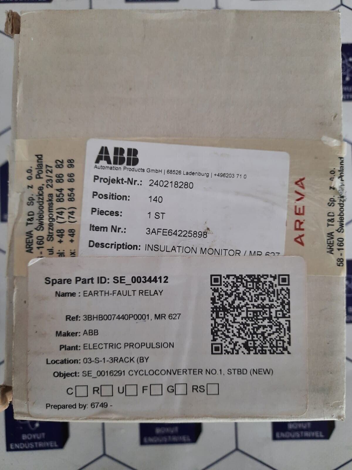 AREVA MR 627 MR627 EARTH-FAULT RELAY