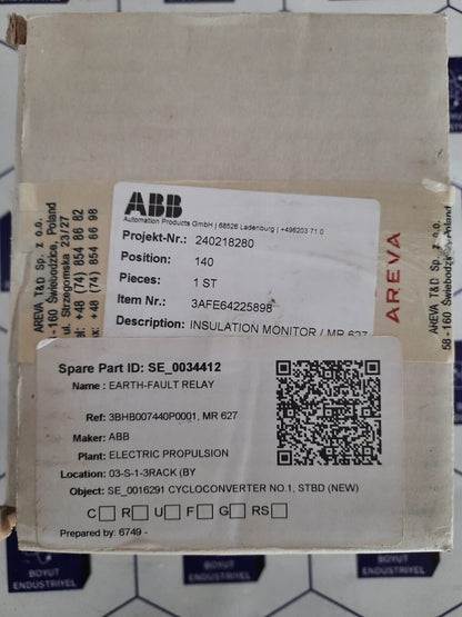 AREVA MR 627 MR627 EARTH-FAULT RELAY