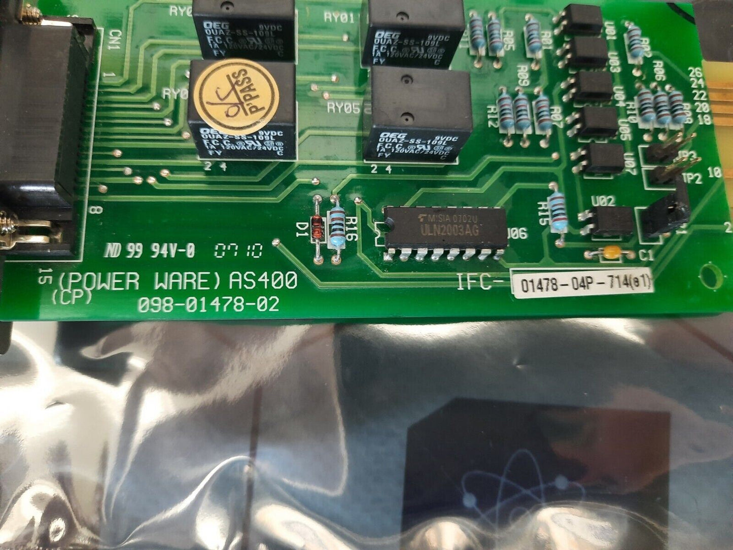 EATON A/S 400 COMMUNICATIONSAS IFC-01478-04P-714 RELAY INTERFACE CARD