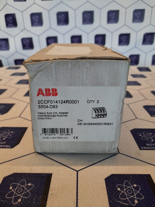 ABB S504-D63 QTY 2 2CCF014124R0001 HEAVY DUTY CIRC BREAKER AUTOMAT