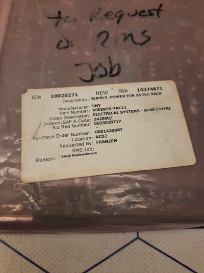 SIEMENS 6SE5955-7NC11 SUPPLY POWER FOR S5 PLC RACK