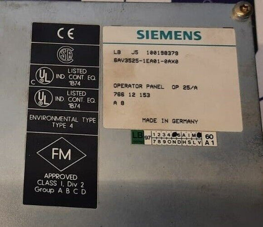 SIEMENS 6AV3525-1EA01-0AX0 OPERATOR PANEL 25/A