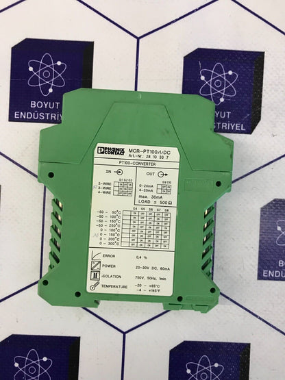 PHOENIX CONTACT PT100-CONVERTER MCR-PT100/I/DC ART NO : 2810337