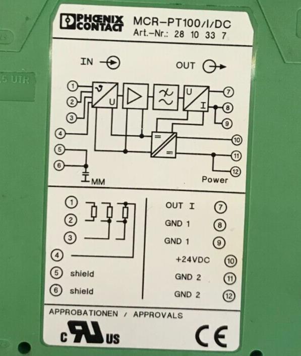 PHOENIX CONTACT PT100-CONVERTER MCR-PT100/I/DC ART NO : 2810337