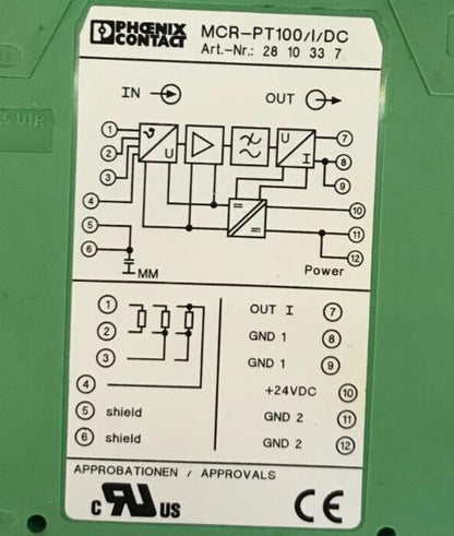 PHOENIX CONTACT PT100-CONVERTER MCR-PT100/I/DC ART NO : 2810337