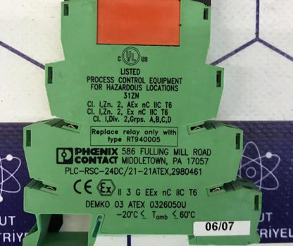 PHOENIX CONTACT 586 FILLING MILL ROAD  PLC-RSC-24DC/21-21 2980461 ATEX  31ZN