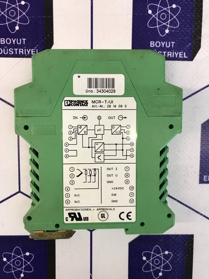 PHOENIX CONTACT RTD SENSOR DIN/PT 100.00 MCR-T/UI ORDER NO: 2814090