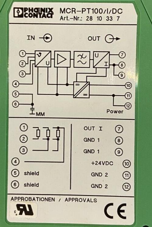 PHOENIX CONTACT PT100-CONVERTER MCR-PT100/I/DC ORD NO:  2810337