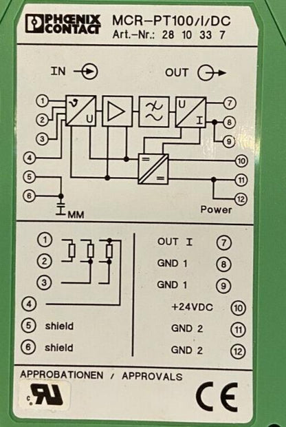 PHOENIX CONTACT PT100-CONVERTER MCR-PT100/I/DC ORD NO:  2810337