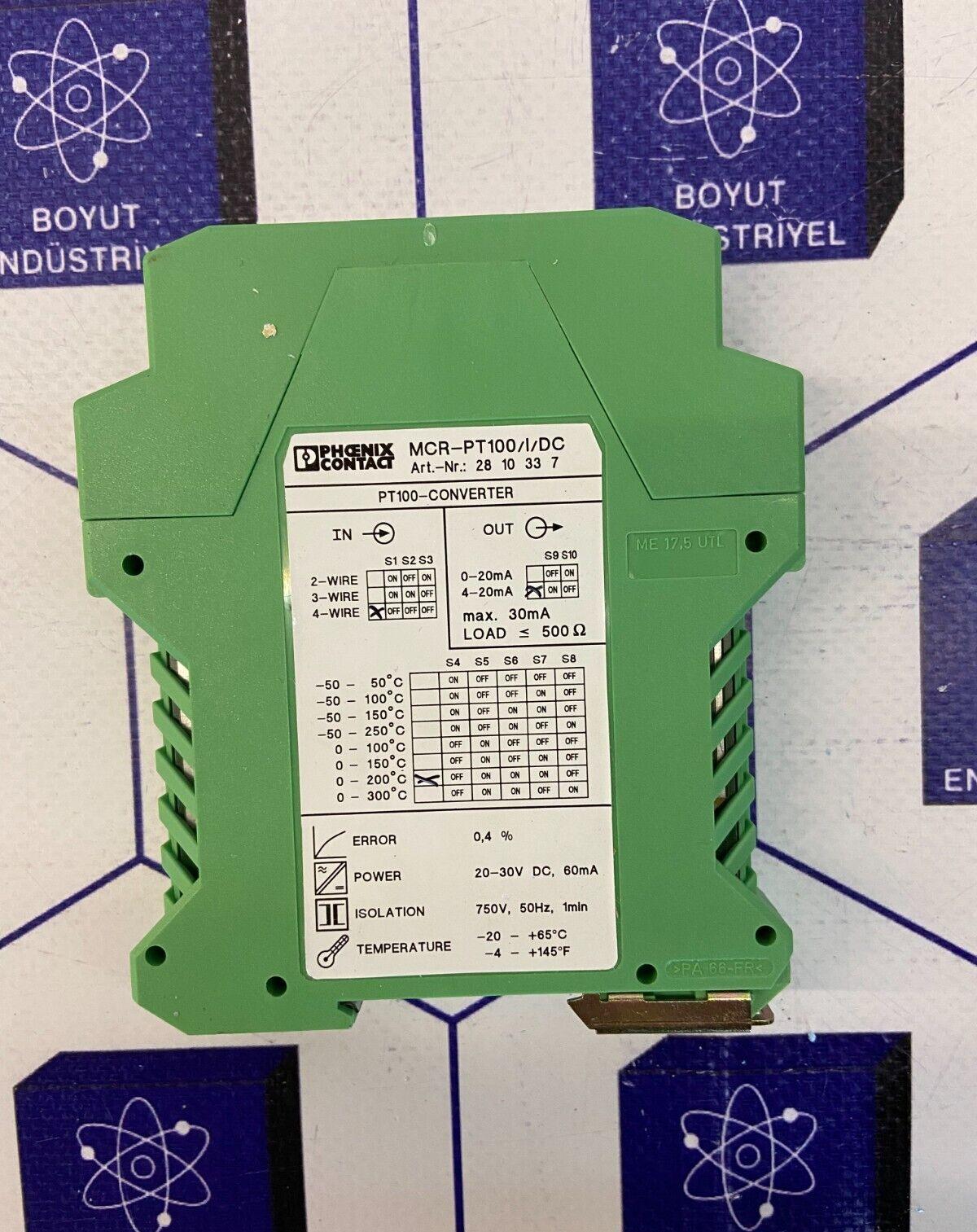 PHOENIX CONTACT PT100-CONVERTER MCR-PT100/I/DC ORD NO:  2810337