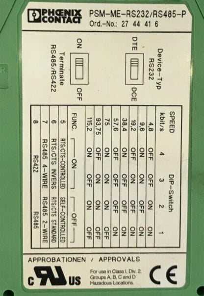 PHOENIX CONTACT PSM-ME-RS232/RS485-P ORD NO: 2744416