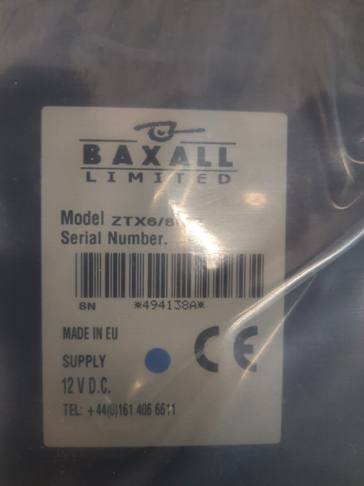 BAXALL LIMITED ZTX6 SUPPLY 12V.D.C.