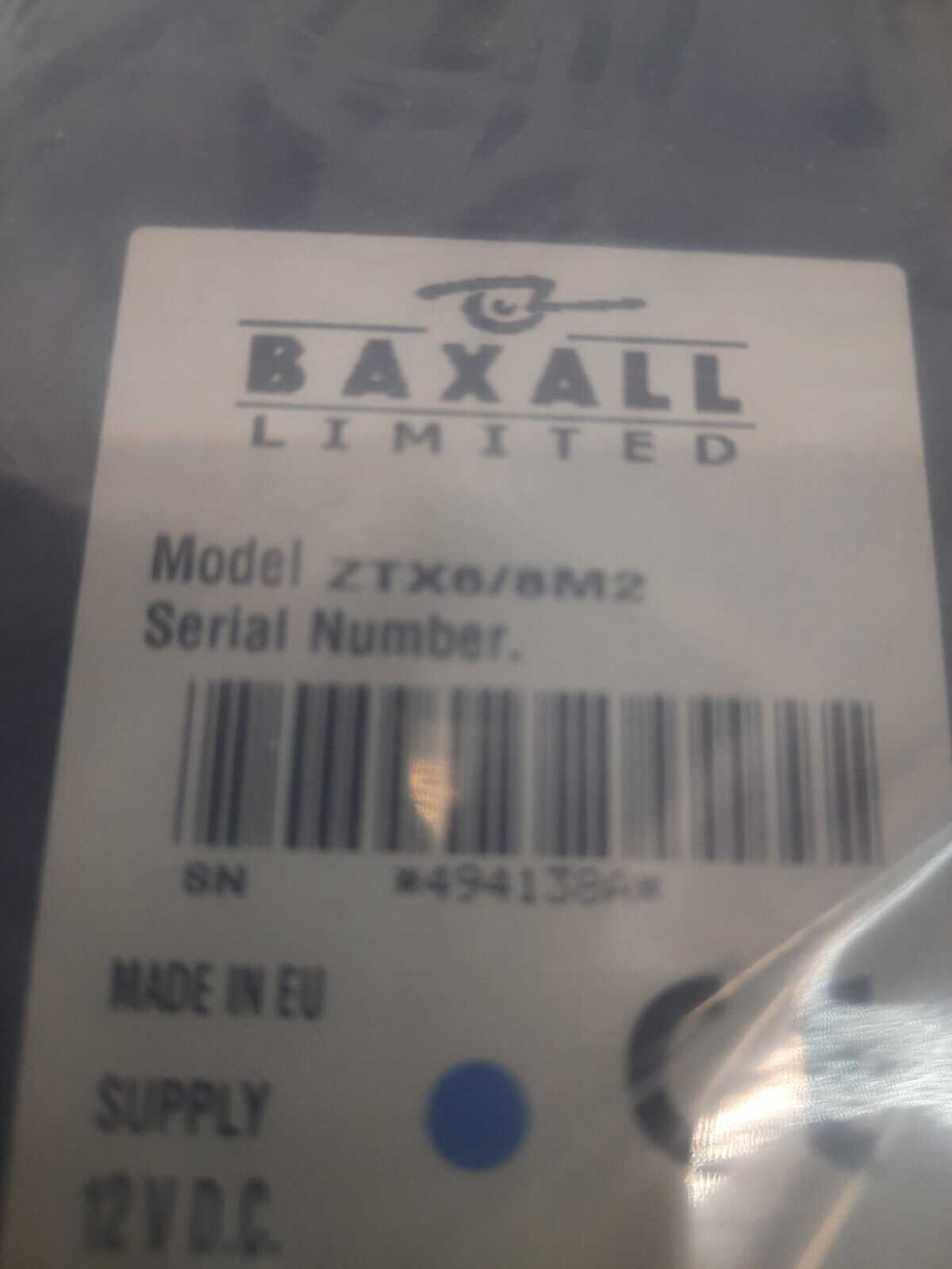 BAXALL LIMITED ZTX6 SUPPLY 12V.D.C.