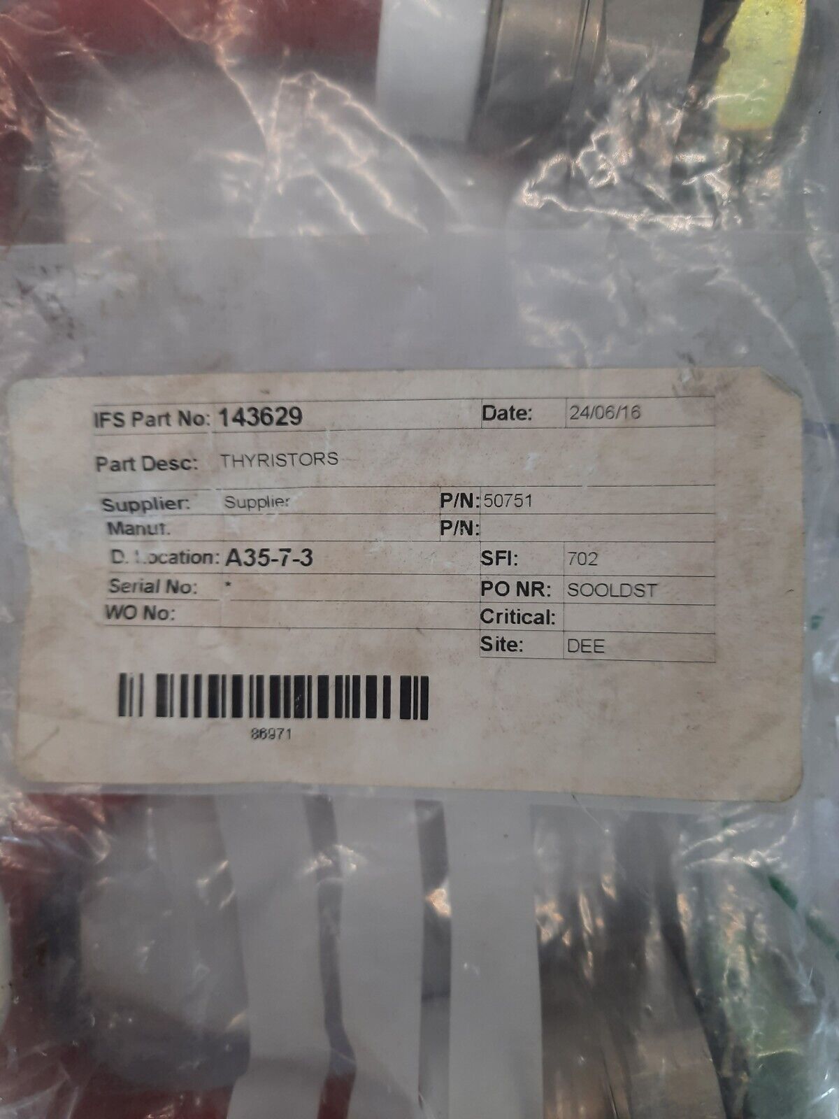 THYRISTORS A-35-7-3 N275PH04 9916 WESTCODE UK