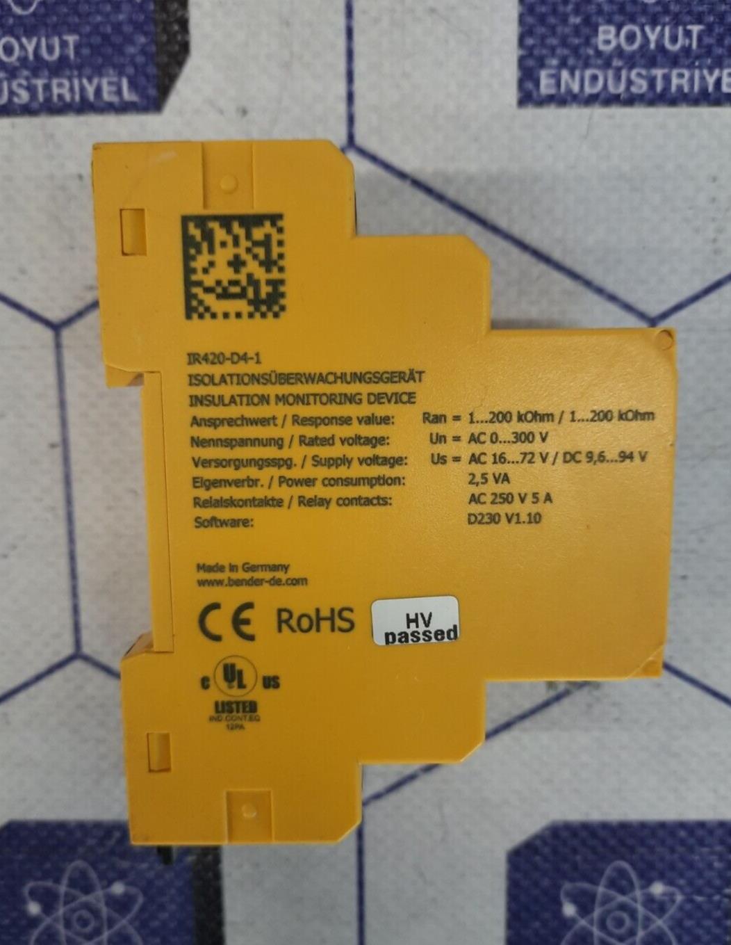 BENDER IR420-D4-1 A-ISOMETER INSULATION MONITORING DEVICE