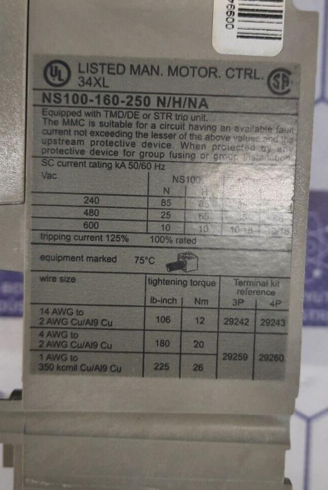 MERLIN GERIN NS100H COMPACT NS /CIRCUIT- BREAKER DISJONCTEUR