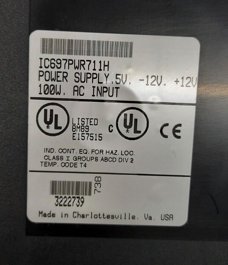 GE FANUC IC697PWR711H POWER SUPPLY 5V-12V+12V 100W AC INPUT (damaged)